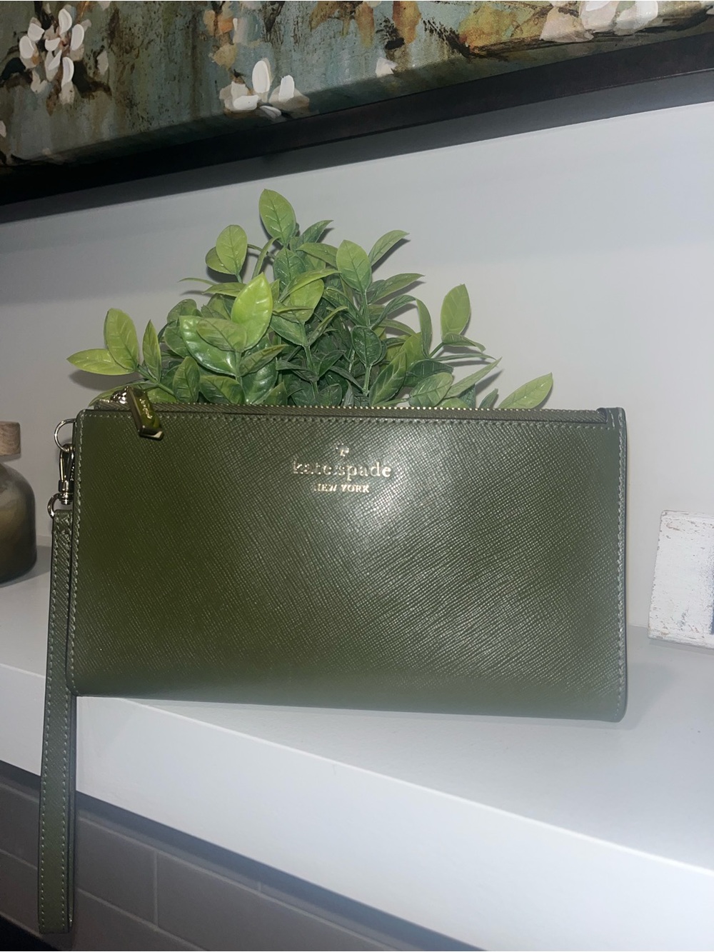 Kate Spade Olive Green Wristlet/Wallet